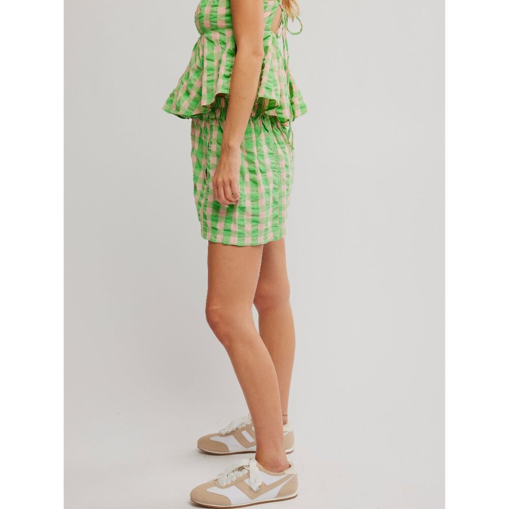 🎉LAST CHANCE🎉 FREE PEOPLE Get Free Seersucker Pull On Shorts / Exotic Lime - Picture 7 of 13